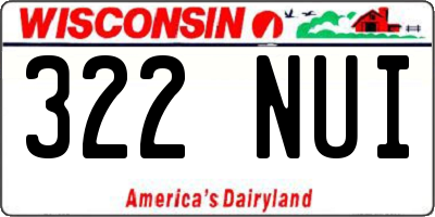 WI license plate 322NUI