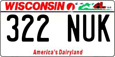WI license plate 322NUK