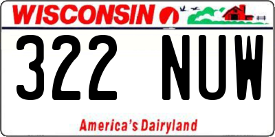 WI license plate 322NUW