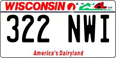 WI license plate 322NWI