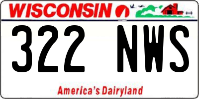 WI license plate 322NWS