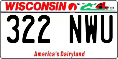 WI license plate 322NWU