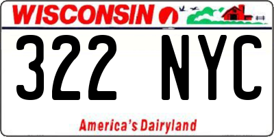 WI license plate 322NYC