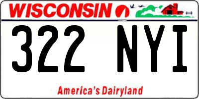 WI license plate 322NYI
