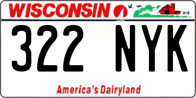 WI license plate 322NYK