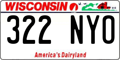 WI license plate 322NYO