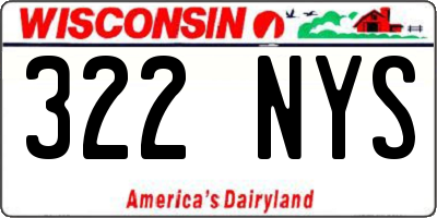 WI license plate 322NYS