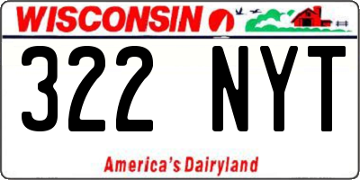 WI license plate 322NYT
