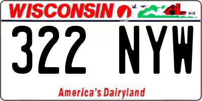 WI license plate 322NYW