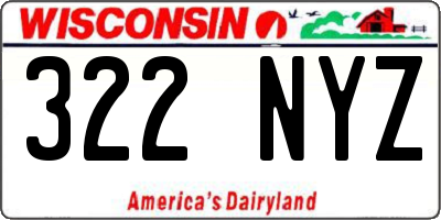 WI license plate 322NYZ