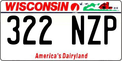 WI license plate 322NZP