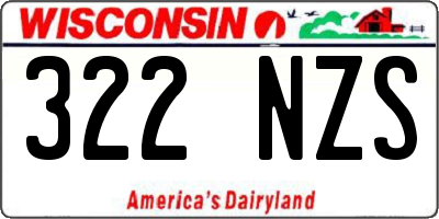 WI license plate 322NZS