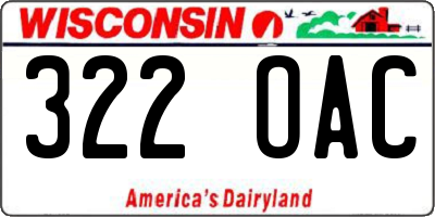 WI license plate 322OAC