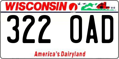 WI license plate 322OAD