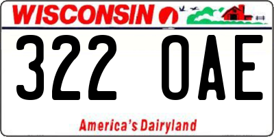 WI license plate 322OAE
