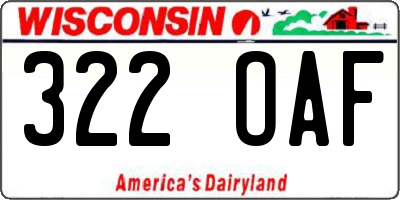 WI license plate 322OAF