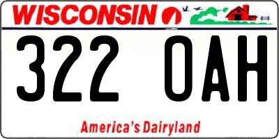 WI license plate 322OAH