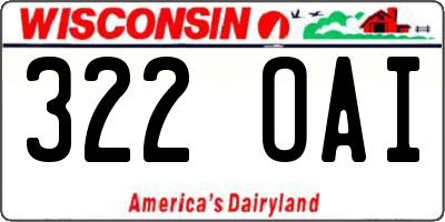 WI license plate 322OAI