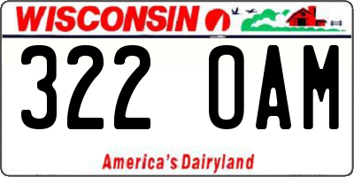 WI license plate 322OAM