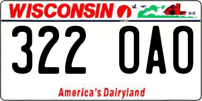 WI license plate 322OAO