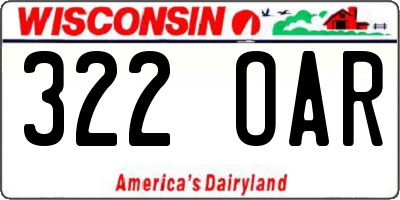 WI license plate 322OAR