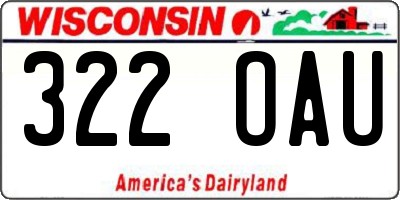 WI license plate 322OAU