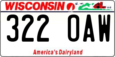 WI license plate 322OAW