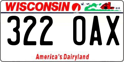 WI license plate 322OAX