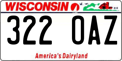 WI license plate 322OAZ