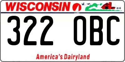 WI license plate 322OBC