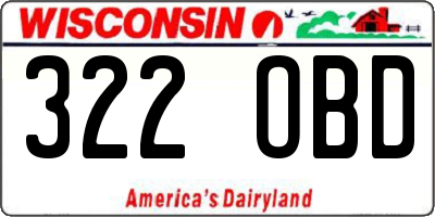 WI license plate 322OBD