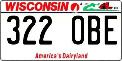 WI license plate 322OBE