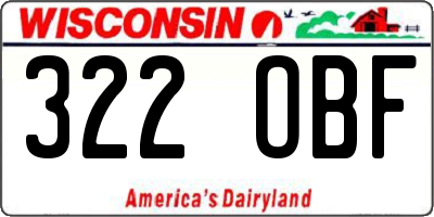 WI license plate 322OBF