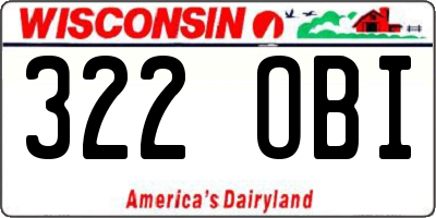 WI license plate 322OBI