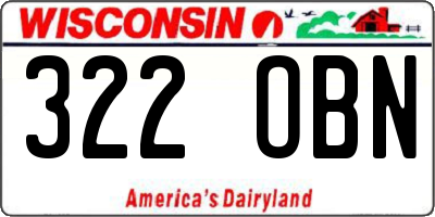 WI license plate 322OBN