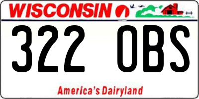 WI license plate 322OBS