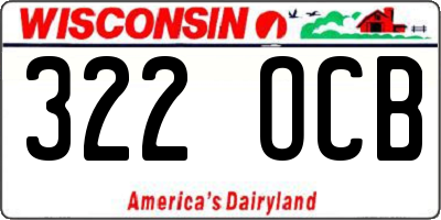WI license plate 322OCB