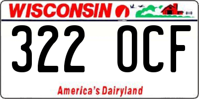 WI license plate 322OCF