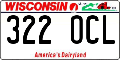 WI license plate 322OCL