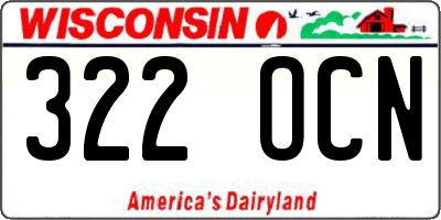 WI license plate 322OCN