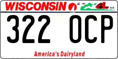 WI license plate 322OCP