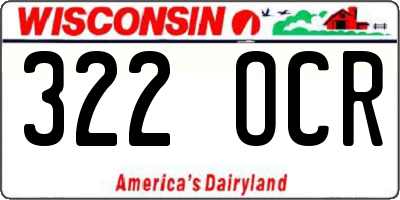 WI license plate 322OCR
