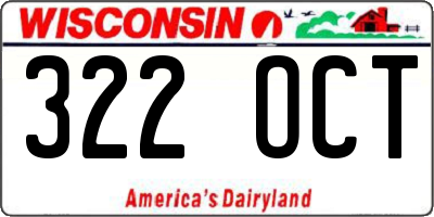 WI license plate 322OCT