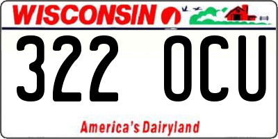 WI license plate 322OCU