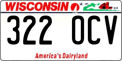 WI license plate 322OCV
