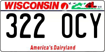 WI license plate 322OCY