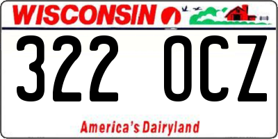 WI license plate 322OCZ