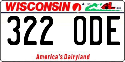 WI license plate 322ODE