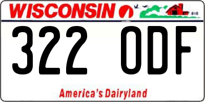 WI license plate 322ODF