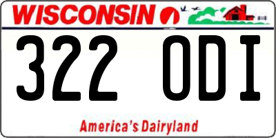 WI license plate 322ODI